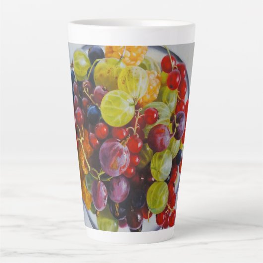 Bowl of Berries - Hyperrealistische Fruit Stilleve Latte Mok (Voorkant)