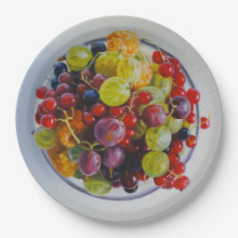Bowl of Berries - Hyperrealistische Fruit Stilleve Papieren Bordje