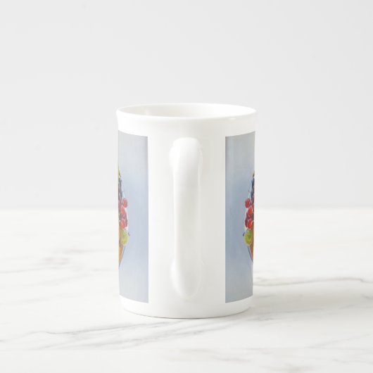 Bowl of Berries - Hyperrealistische Fruit Stilleve Porselein Kop (Achterkant)