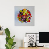 Bowl of Berries - Hyperrealistische Fruit Stilleve Poster (Thuiskantoor)