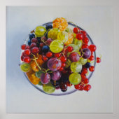 Bowl of Berries - Hyperrealistische Fruit Stilleve Poster (Voorkant)