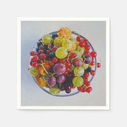 Bowl of Berries - Hyperrealistische Fruit Stilleve Servet (Voorkant)