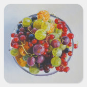 Bowl of Berries - Hyperrealistische Fruit Stilleve Vierkante Sticker (Voorkant)