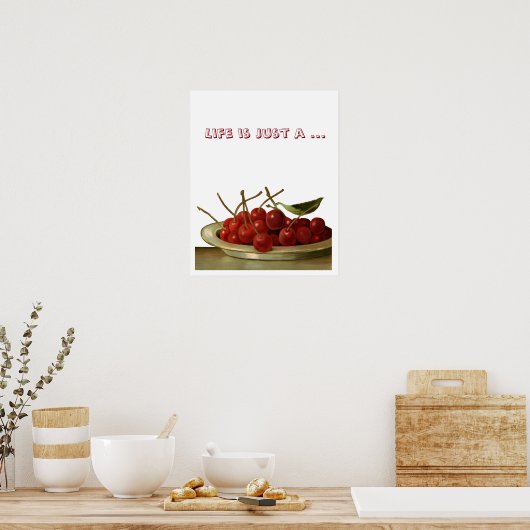 Bowl of Cherries aanpasbaar Poster (Keuken)