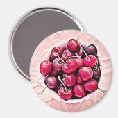 Bowl of Cherries Cute Food Refkoelkast Magnet (Voorkant / Achterkant)