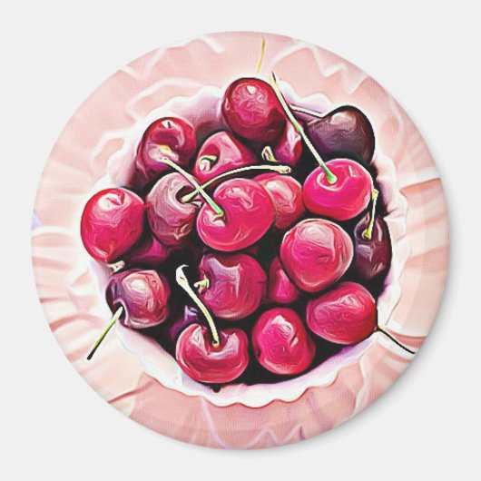 Bowl of Cherries Cute Food Refkoelkast Magnet (Voorkant)