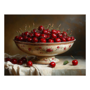Bowl of Cherries schilderij Perfect Poster