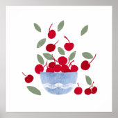 Bowl of Cherries Watercolor  Poster (Voorkant)