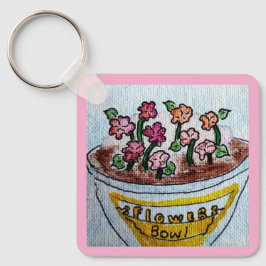 Bowl of Flowers Lichtroze Sleutelhanger