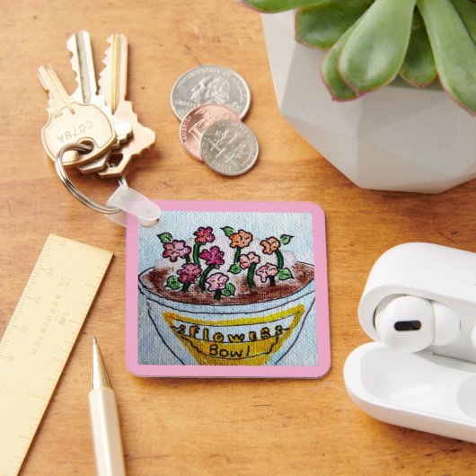 Bowl of Flowers Lichtroze Sleutelhanger (Bureau)