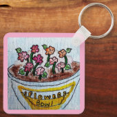 Bowl of Flowers Lichtroze Sleutelhanger (Achterkant)