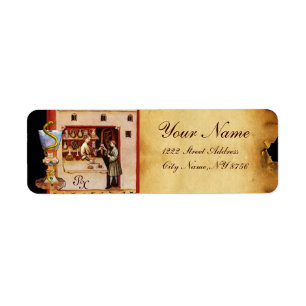 BOWL OF HYGEIA PHARMACY DRUGSTORE MONOGRAM ETIKET