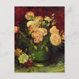 Bowl of Peonies and Rose, Vincent van Gogh Briefkaart
