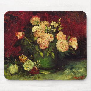 Bowl of Peonies and Rose, Vincent van Gogh Muismat