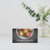 Bowl of perziken Chalkboard Fruit Food Professiona Visitekaartje (Staand voorkant)