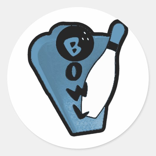 Bowl Pin Retro Bowling Ad Logo Blauw Ronde Sticker (Voorkant)