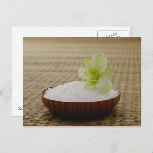 Bowl rijst met een bloem op een tatami-mat briefkaart (Voorkant / Achterkant)