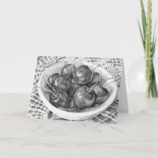 Bowl van Cherries Pen Wenskaart Kaart (Voorkant)