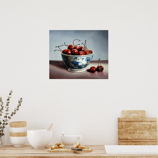 Bowl van Cherries Poster (Keuken)