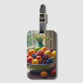 Bowl van fruit op tafel klassieke olieverfschilder bagagelabel (Voorkant (verticaal))