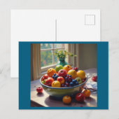 Bowl van fruit op tafel klassieke olieverfschilder briefkaart (Voorkant / Achterkant)
