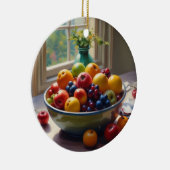 Bowl van fruit op tafel klassieke olieverfschilder keramisch ornament (Rechts)