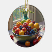 Bowl van fruit op tafel klassieke olieverfschilder keramisch ornament (Links)