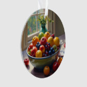 Bowl van fruit op tafel klassieke olieverfschilder ornament (voorkant)