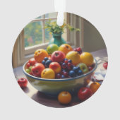 Bowl van fruit op tafel klassieke olieverfschilder ornament (achterkant)