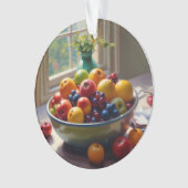 Bowl van fruit op tafel klassieke olieverfschilder ornament (voorkant)