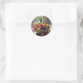 Bowl van fruit op tafel klassieke olieverfschilder ronde sticker (Tas)