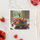 Bowl van fruit op tafel klassieke olieverfschilder servet (Insitu)