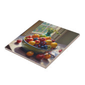 Bowl van fruit op tafel klassieke olieverfschilder tegeltje (Zijkant)