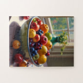 Bowl van fruit zittend op een tafel olieverfschild legpuzzel (Horizontaal)