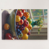 Bowl van fruit zittend op een tafel olieverfschild legpuzzel (Horizontaal)