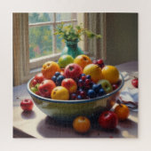 Bowl van fruit zittend op een tafel olieverfschild legpuzzel (Verticaal)