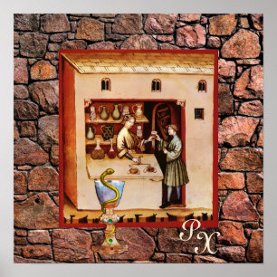 BOWL VAN HYGEIA, ANTIEK FARMACIE, apotheker Poster