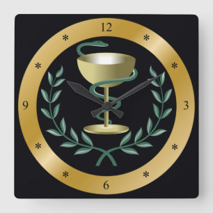 Bowl van Hygieia~Apothecary~Dispenssry ~ Vierkante Klok