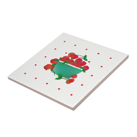 Bowl van kersen keramische tegel tegeltje (Zijkant)