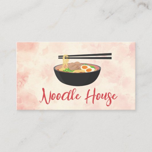 Bowl van noedels en eetstokjes | restaurant visitekaartje (Voorkant)