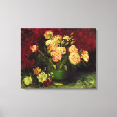 Bowl van Peonies en Roos, Vincent van Gogh. Canvas Afdruk (Voorkant)