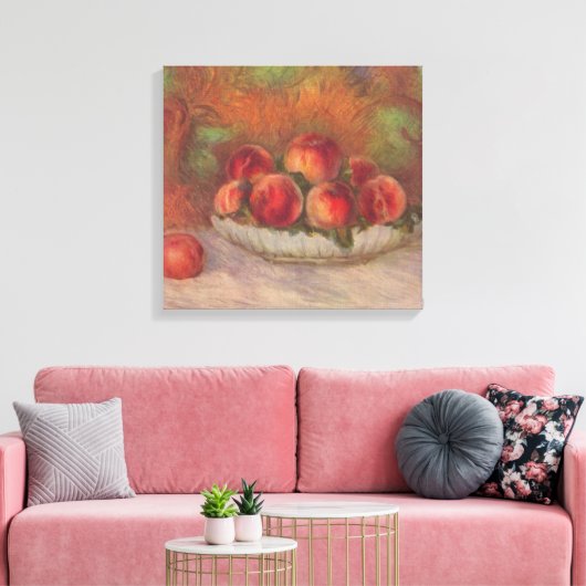 Bowl van Perziken (van Pierre-Auguste Renoir) Canvas Afdruk (Insitu (Woonkamer))