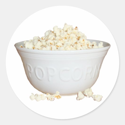 Bowl van Popcorn Ronde Sticker (Voorkant)