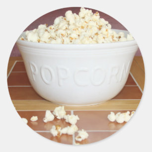 Bowl van Popcorn Ronde Sticker