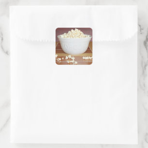 Bowl van Popcorn Vierkante Sticker