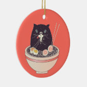 Bowl van ramen en zwarte kat keramisch ornament (Rechts)