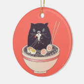 Bowl van ramen en zwarte kat keramisch ornament (Links)