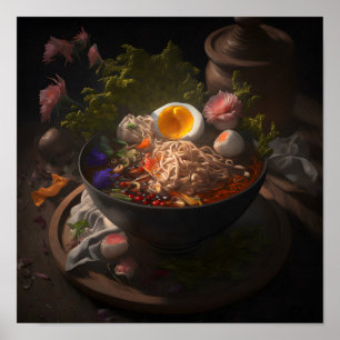 Bowl van Ramen Noodles still Life Art Poster