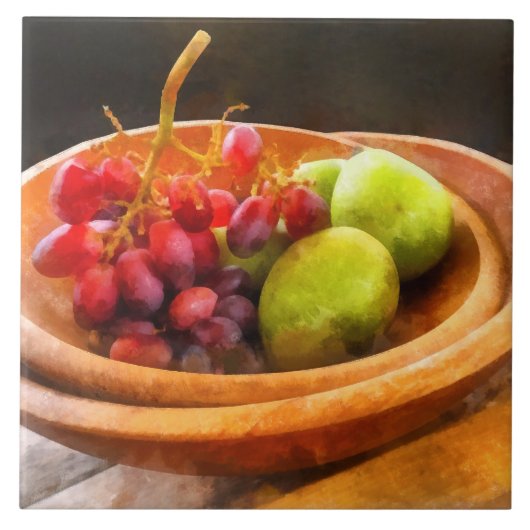 Bowl van rode druiven en peren tegeltje (Voorkant)