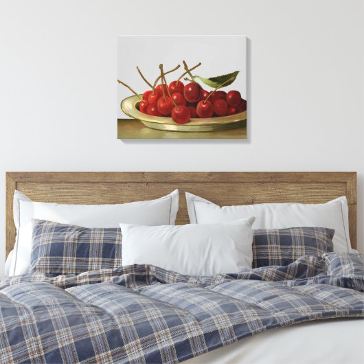  Bowl van Rode Kersen Canvas Afdruk (Insitu (Slaapkamer))